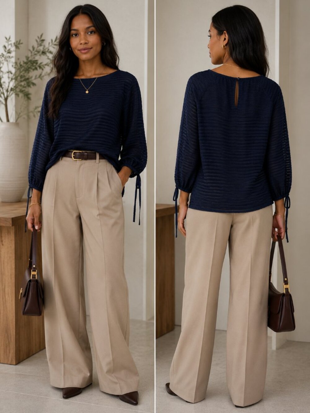Banana Republic Autumn Navy Blue Blouse - L Petite
